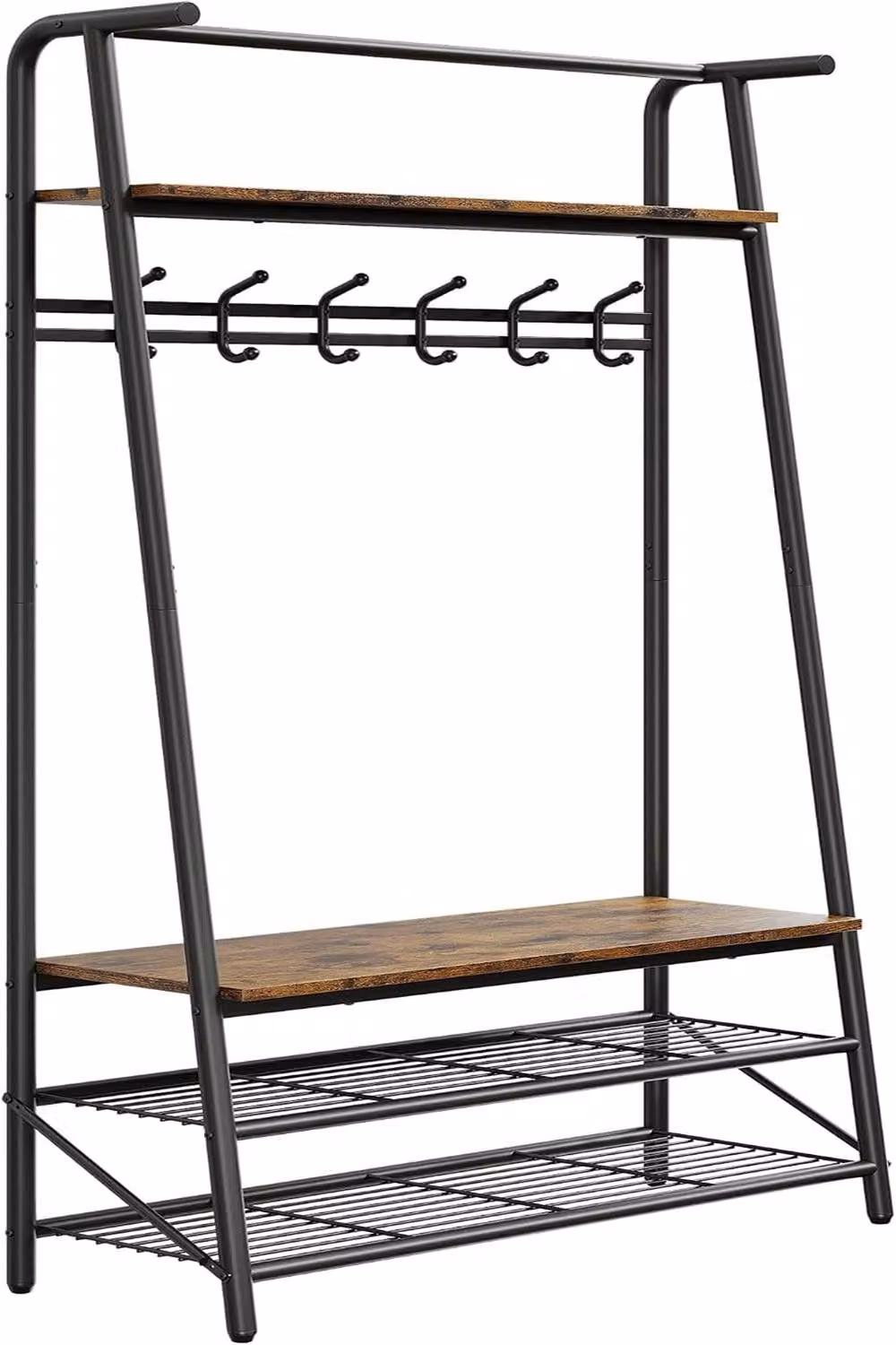 London Boutique Hall Tree with Bench and Shoe Rack in Brown, Width: 100 cm – 3