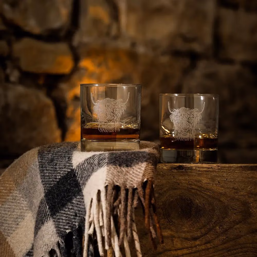 Selbrae House Highland Cow Glass Tumblers, Set of 2, Clear – 2