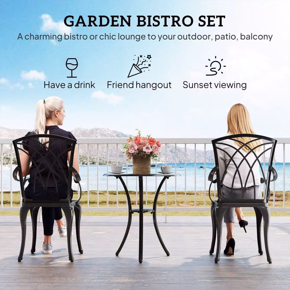 Wyld Haus Sazzotti 2 Seater Bistro Set with Round Powder Coated Aluminium Table in Brown and Black – 4