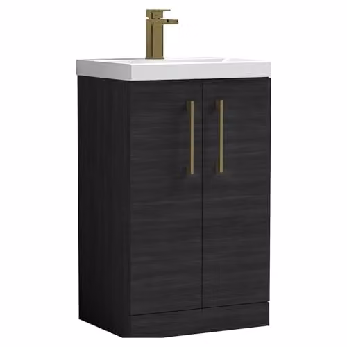 Balterley Floor Standing 2 Door Bathroom Vanity Unit with Basin in Charcoal Black, W/D/H: 51 x 39 x 84 cm