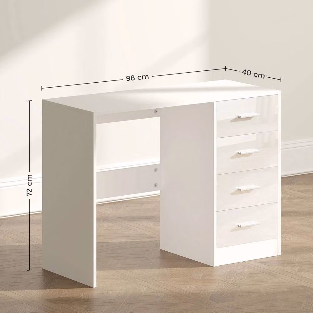 Kelvenix Modern White Computer Writing Desk with 4 Drawers for Home Office – 2
