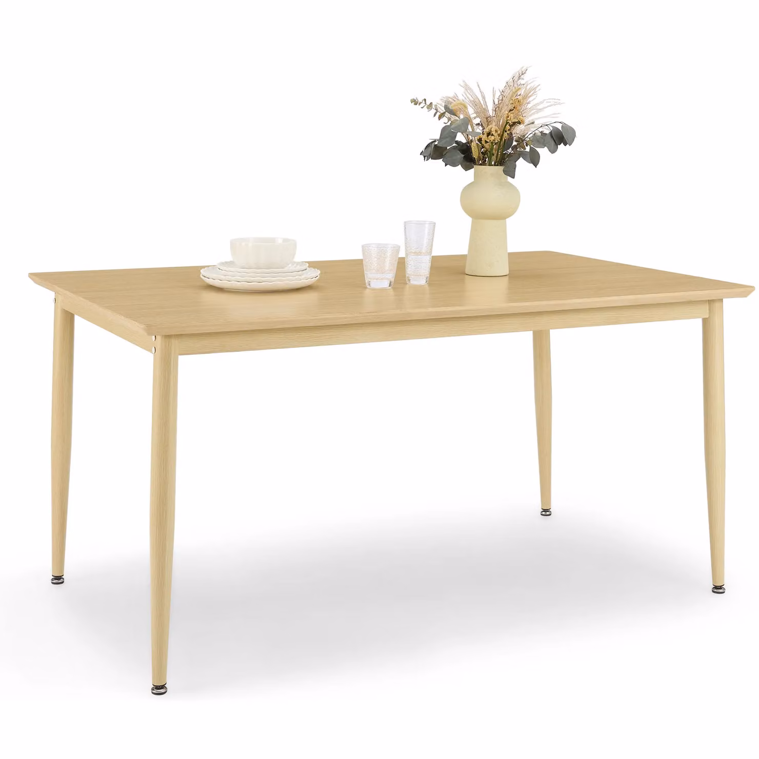 VonHaus Burton 6 Seater Mid Century Rectangular Dining Table in Brown – 2