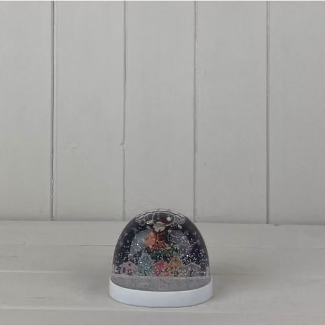 KDMD Multicolour Round Glass Tabletop Snow Globe with Santa and Reindeer