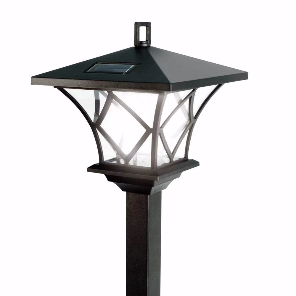 Vogrex Style Black Solar LED Garden Lamp Post with Classic Lantern Design – 2