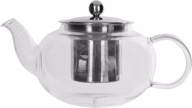 Orsina Miller Heat Resistant Glass Teapot with Infuser in Silver and Transparent, 800ml – 1