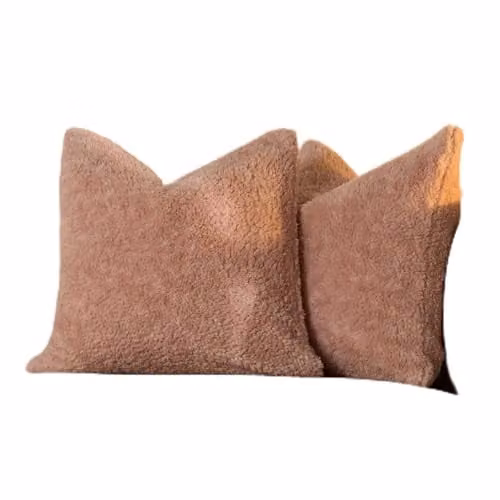 OHS Teddy Marl Fleece Cushion Covers, Blush Pink, Pack of 2, W/D/H: 45 x 45 x 45 cm