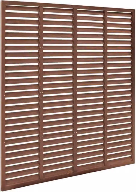 Berkfield Home Louver WPC PVC-Coated Fence, Brown, W/H: 180 x 180 cm – 1