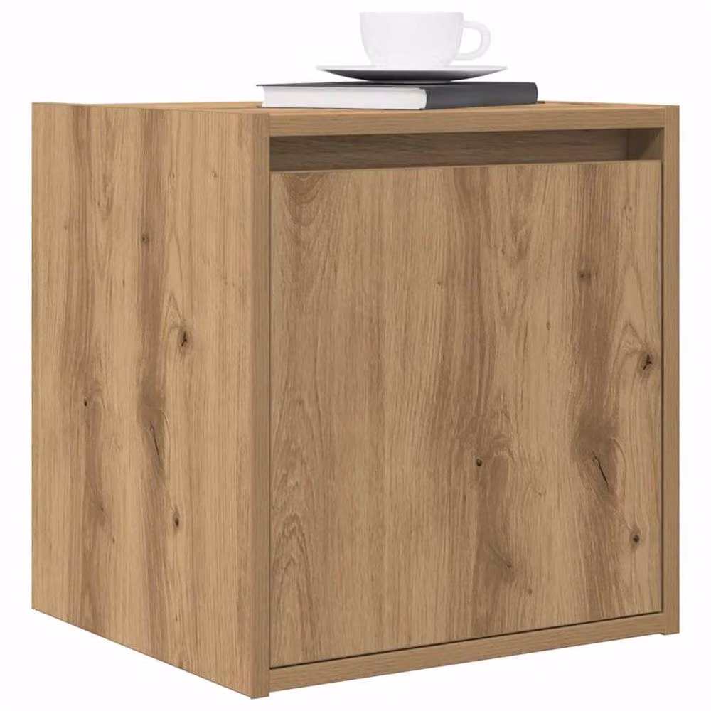 Berkfield Home Artisan Oak Wall-Mounted Bedside Cabinets, 2 Pack, Brown, W/D/H: 38 x 34 x 40 cm – 2