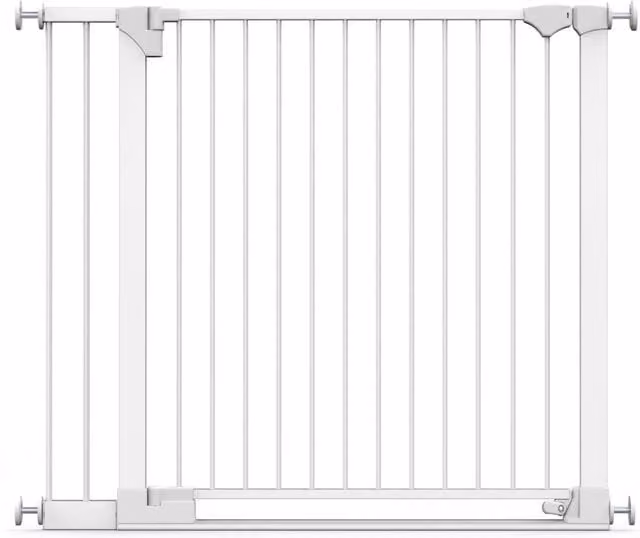 Safetots White Metal Extendable No-Drill Swing Door Baby Gate for Doors and Stairs, Width: 110 cm - 117 cm