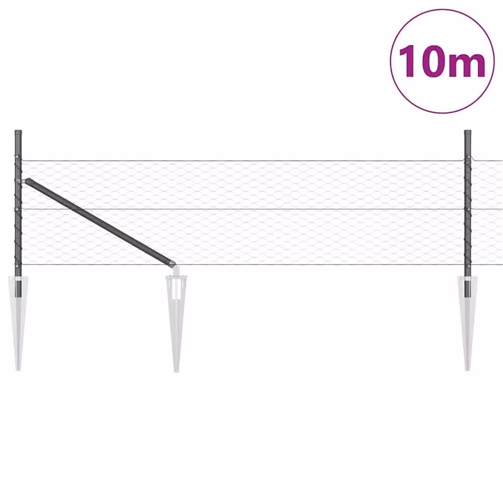 Berkfield Home Grey Hexagon Steel Fence, W: 10 m, H: 0.5 m – 2