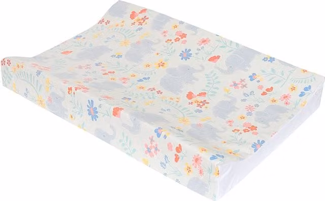 Babycurls Anti-Roll Wedge Baby Changing Mat in Pink Floral Elephants