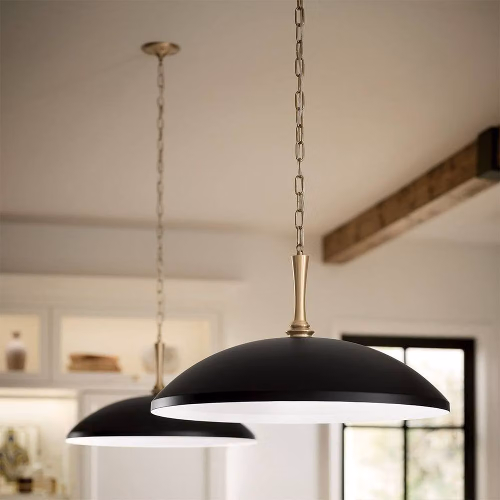 Kichler Delarosa Dome Pendant Light in Black and Gold/Brass with E27 Socket – 3