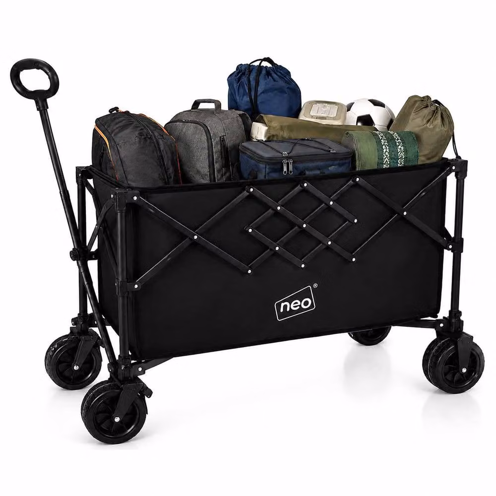 Neo XL Heavy Duty Folding Wagon Cart with Adjustable Handle, 300L, Black – 7