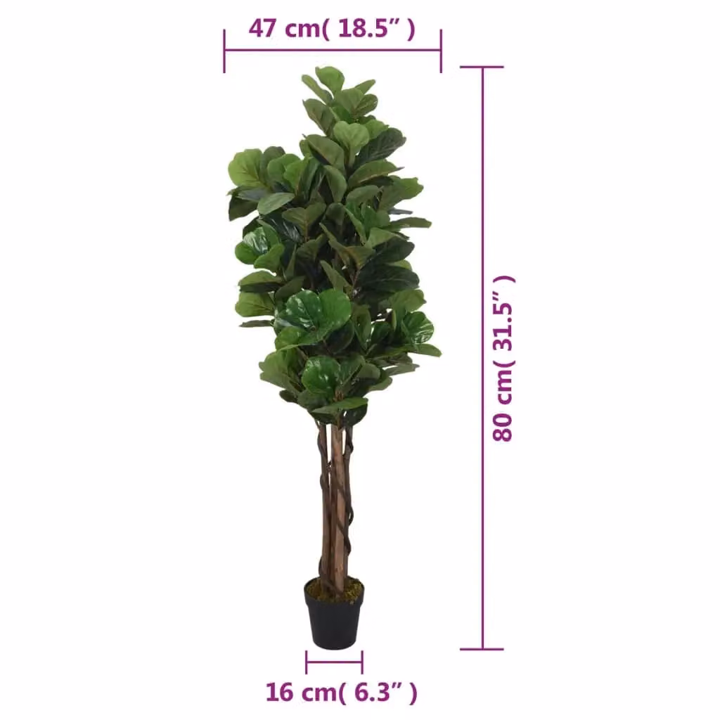 Berkfield Home Artificial Fiddle Leaf Fig Tree, Green, Height: 80 cm – 4