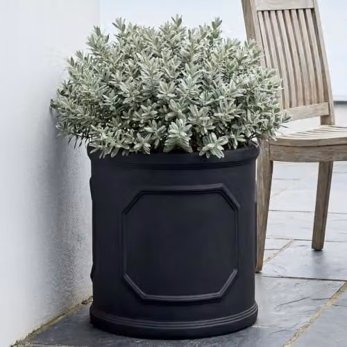 IDEALIST Large Faux Lead Reinforced Stone Plant Pot, 45 cm, 57 l, Grey or Black
