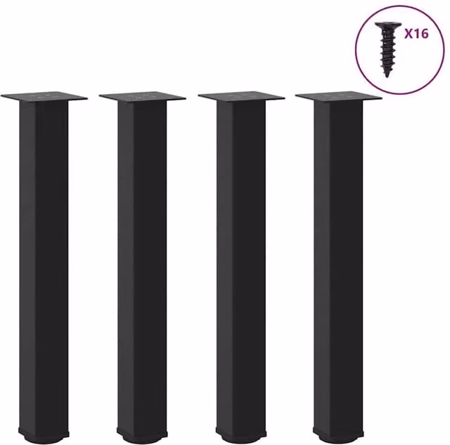 Berkfield Home Set of 4 Matt Black Steel Coffee Table Legs