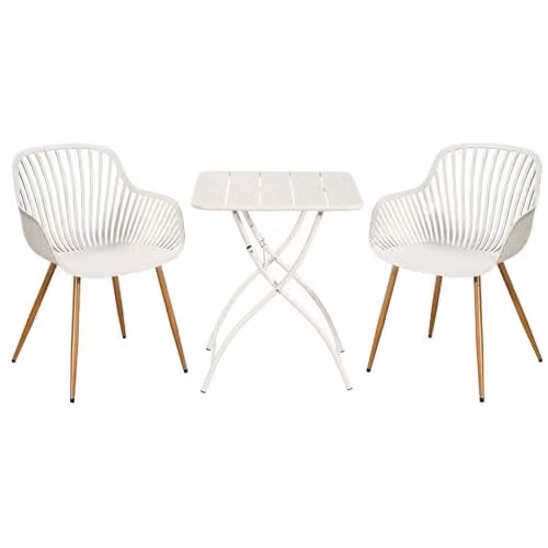 Core Products 3-Piece Bistro Garden Set with Two Sunray Armchairs and Square Folding Table in White and Green