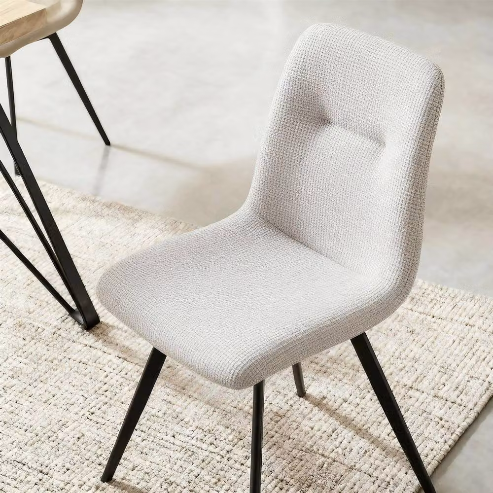 Home Source Arbore Contemporary Dining Set with 140cm Rectangular Table and 5 Upholstered Chairs in White and Black – 2