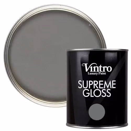 Vintro High Gloss Water Based Paint for Wood and Walls, Dark Grey Cloudburst, 1 Litre