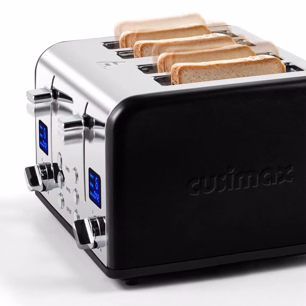 Cusimax Sleek 4 Slice Stainless Steel Toaster with Digital LED Display in Black – 5