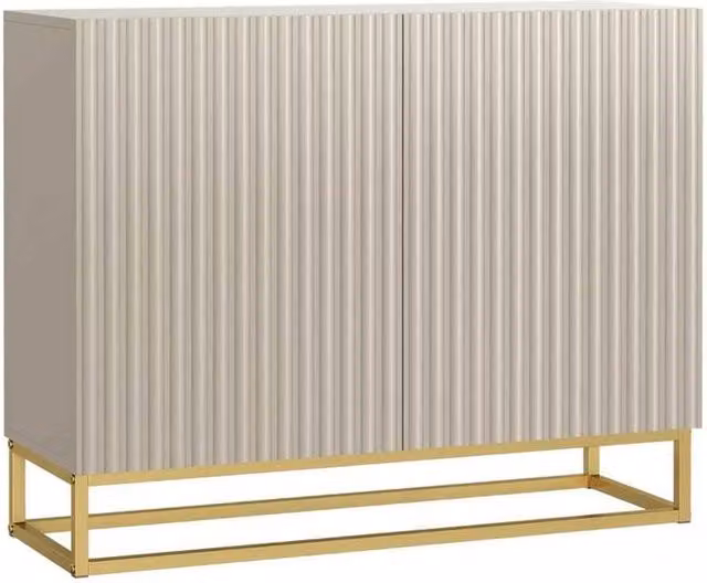 FORGEVIO Minimalist TV Unit Sideboard Cabinet in Beige and Gold