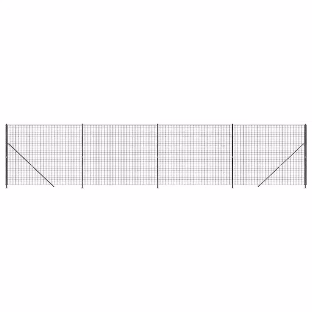 Berkfield Home Durable PVC-Coated Wire Mesh Fence with Flange, Anthracite Black, W/H: 10 x 1.4 m – 2