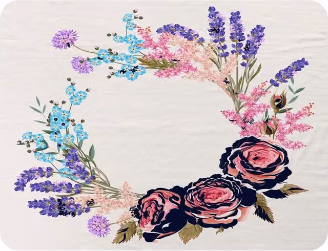 Benjamin Tate Design Floral Fleece Reath Blanket in Pink and Beige, W: 120 cm, D: 150 cm – 2