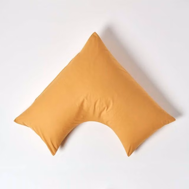 Homescapes 200 Thread Count Combed Cotton Percale Pillowcase in Yellow
