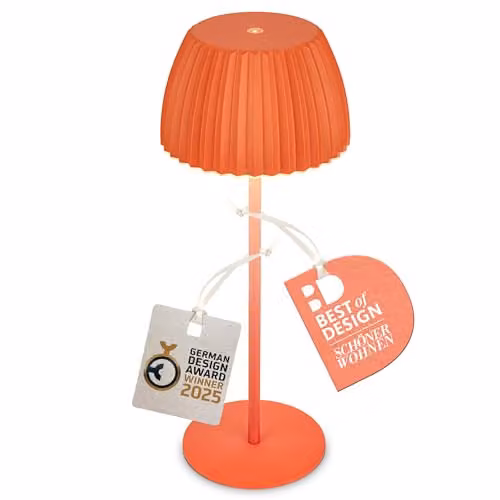 Briloner Riffle Rechargeable LED Table Lamp IP44, Dimmable and Height Adjustable, Orange, H 36.5 x W 14.5 cm