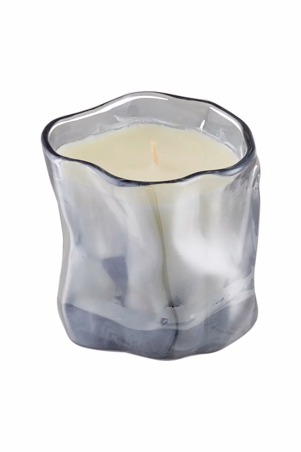 SHEONLY Bluebell Scented Soy Wax Candle in Blue Irregular Curved Glass Cup – 2