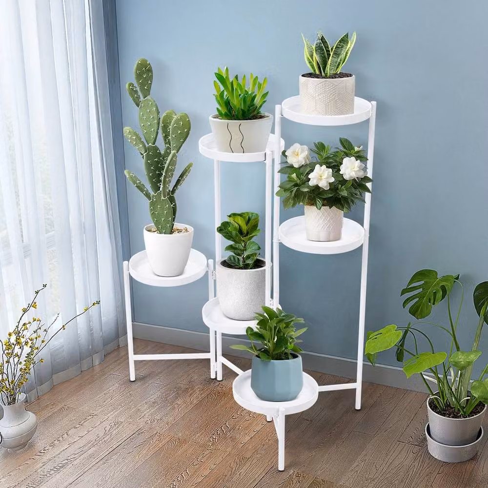 Ventryn 6 Tier Modern Freestanding Metal Plant Stand in Matt White – 2