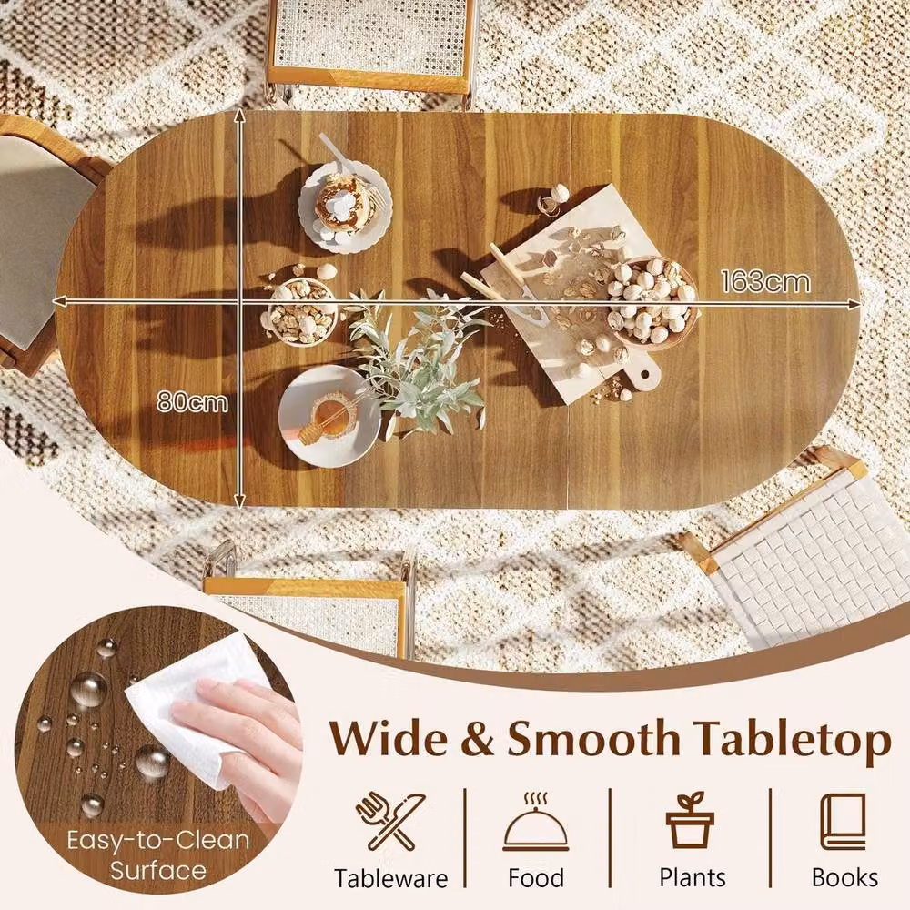 VOGREX Round Extendable Folding Dining Table in Brown – 5