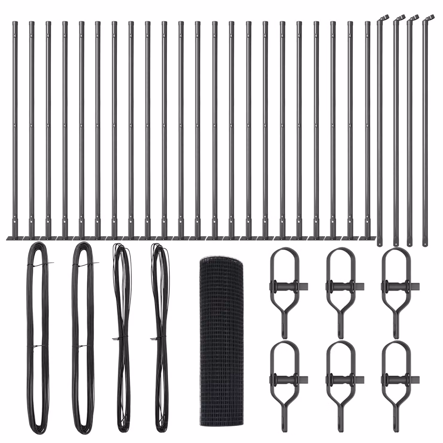 Berkfield Home Grey Steel Welded Wire Fence with 13 Flanged Posts – 2