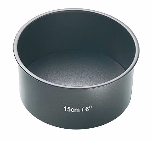 MasterClass Non-Stick Loose Base Round Carbon Steel Deep Cake Tin, Grey, Diameter: 15 cm