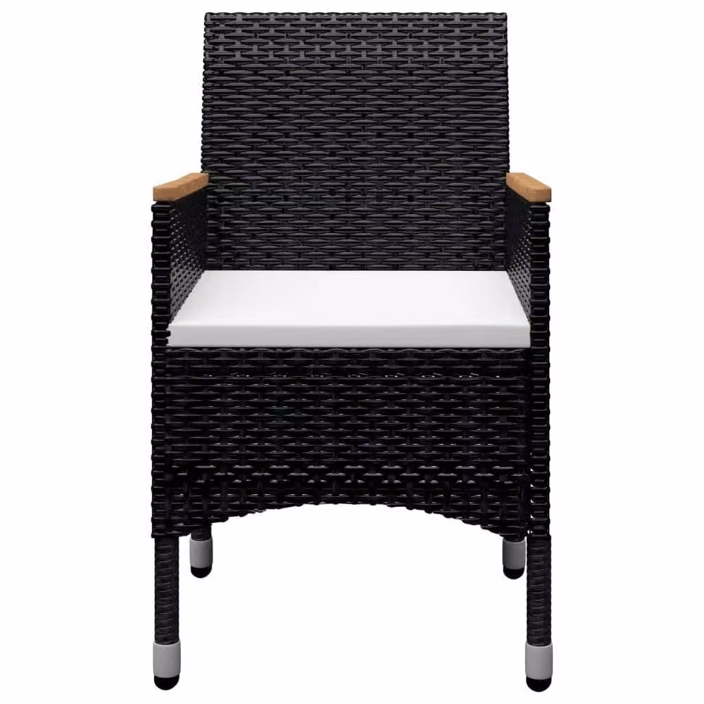 Berkfield Home Elegant 9 Piece Garden Dining Set in Black Poly Rattan and Tempered Glass – 3