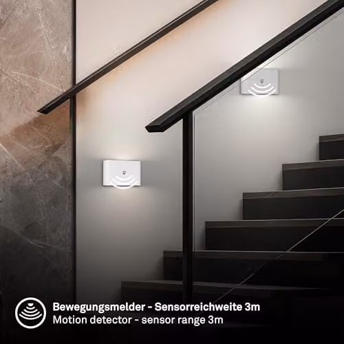 Briloner Rechargeable LED Wall Light with Motion Sensor and Up & Down Lighting, White, W/D/H: 16 x 9.5 x 6.5 cm – 4