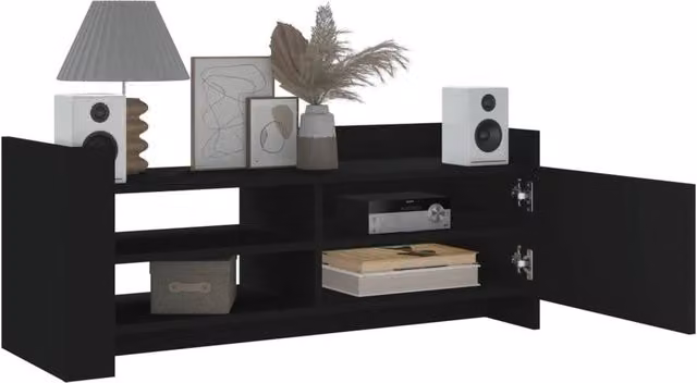 Berkfield Home Modern Black TV Cabinet in Matt MDF, W/D/H: 100 x 35 x 40 cm – 1