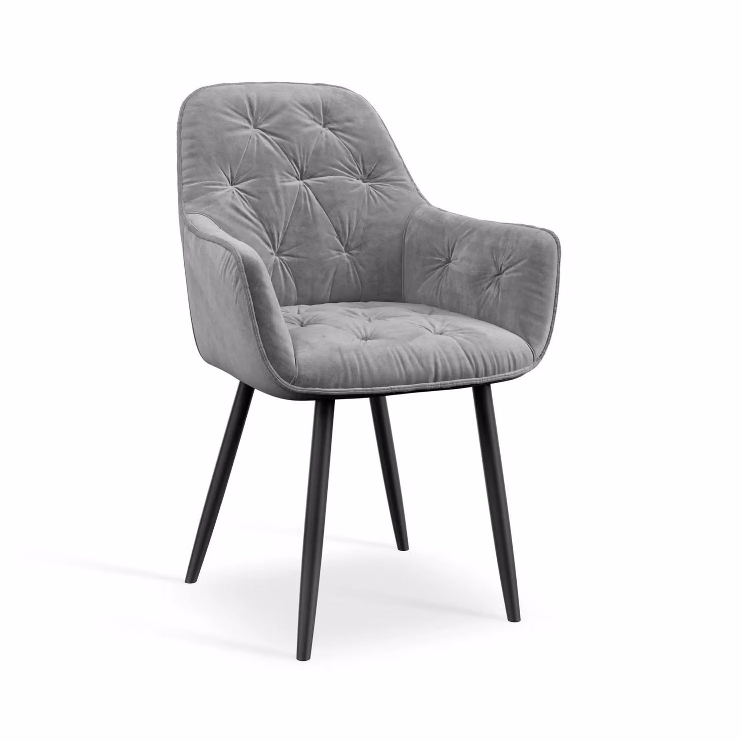 More4Homes Haydon Extending Dining Table and 6 Anika Grey Velvet Chairs Set with White Marble Effect Top and Black Legs, W/D/H: 120 x 80 x 76 cm – 2