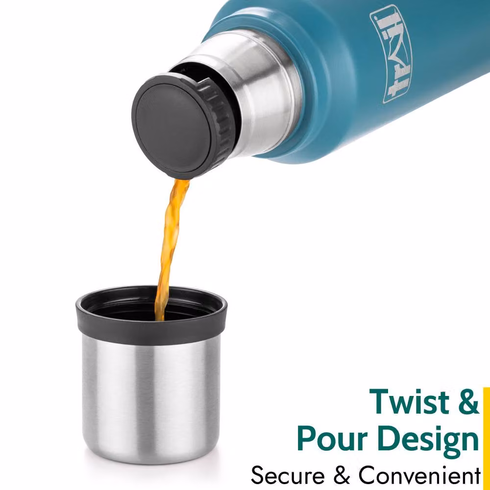 Trail Petrol Outdoor Leisure Vacuum Flask with Handle, Stainless Steel, 1000-1300ml – 3