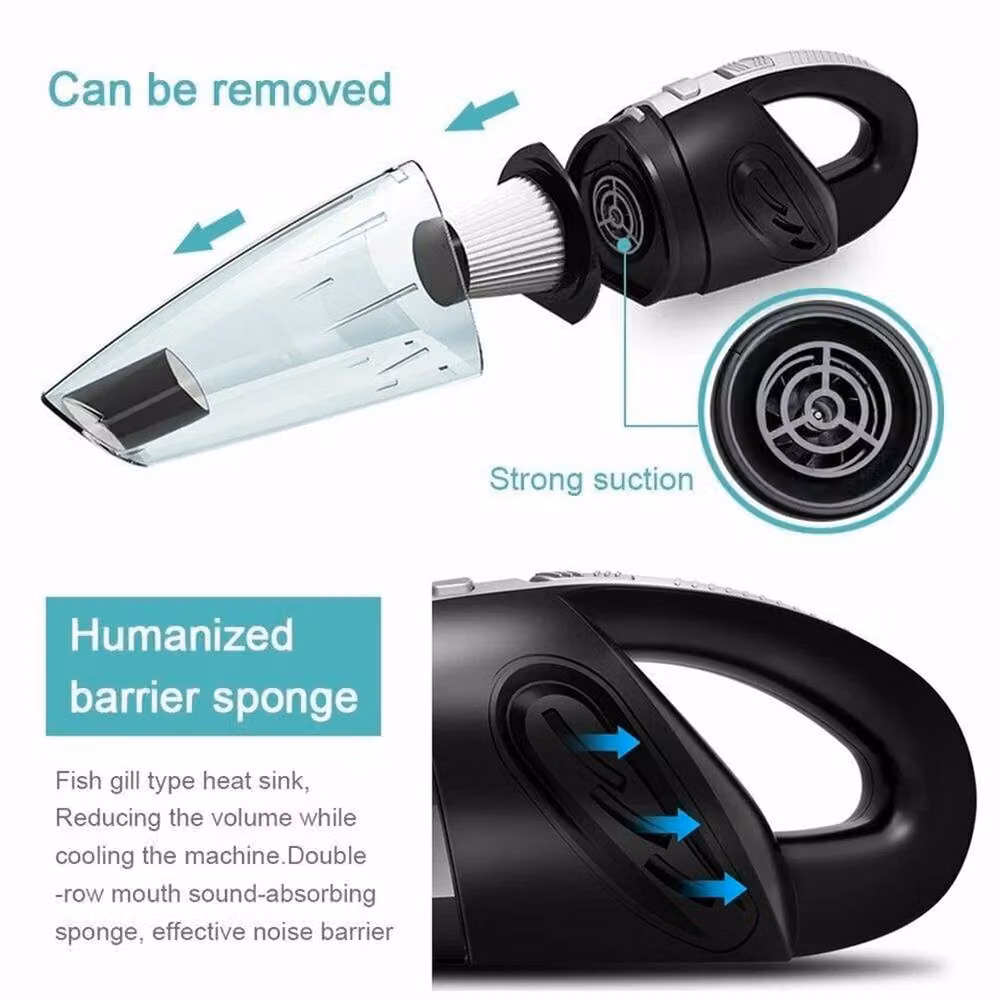VOGREX Cordless Rechargeable Wet and Dry Handheld Car Vacuum in Black with HEPA Washable Filter – 4