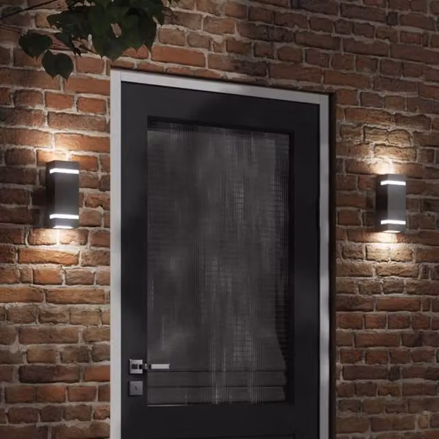 Berkfield Home Set of 2 Black Stainless Steel Modern Outdoor Wall Lights
