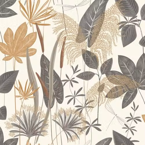 Grandeco Foliage Sprigs Loma Textured Floral Botanical Wallpaper, Grey