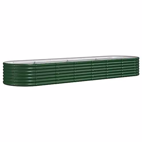 vidaXL Green Galvanised Steel Garden Raised Bed W: 296 cm, D: 80 cm, H: 36 cm – 1