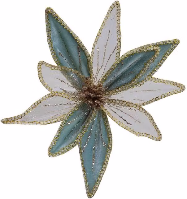 VFM e-Store Green Poinsettia Floral Christmas Clip Decoration