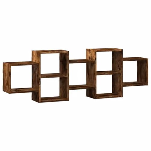 vidaXL Wall Shelf in Smoked Oak, W: 129 cm, D: 42 cm, H: 18 cm – 1