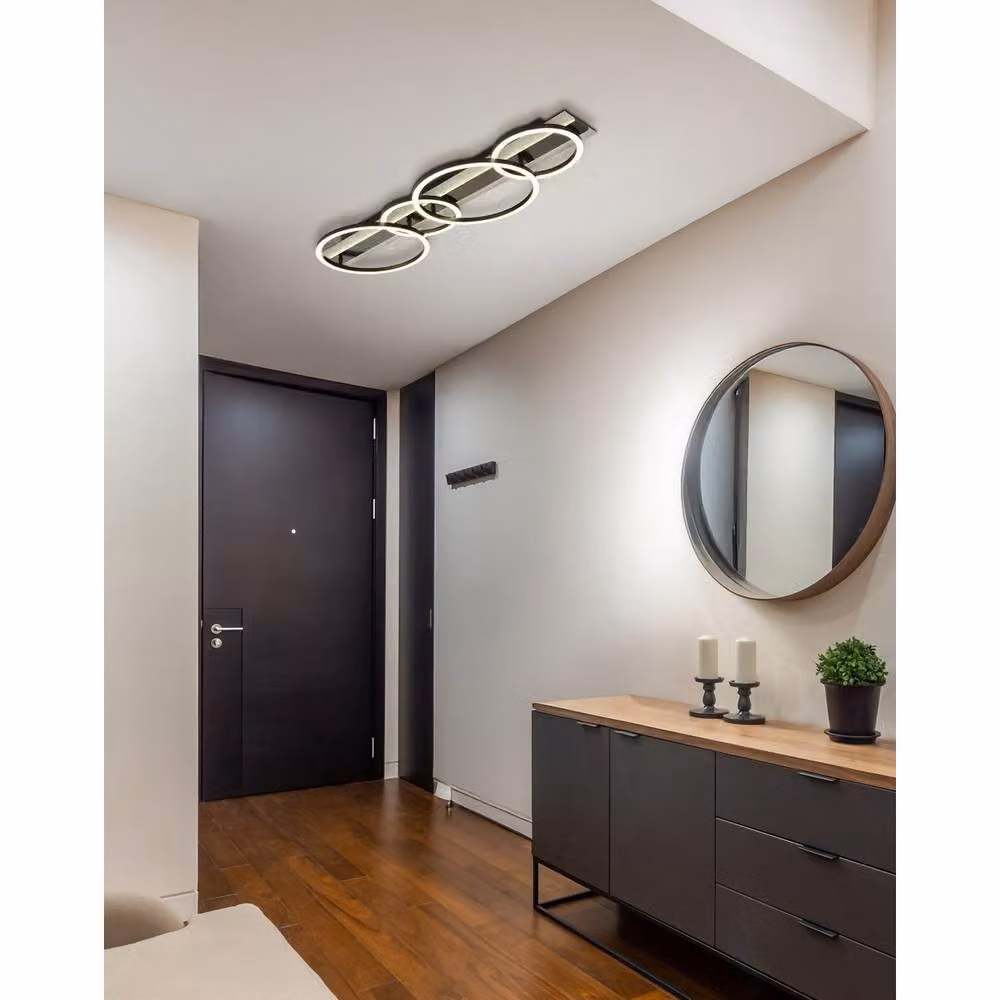 Netlighting Norberto Quad Ring Semi Flush Ceiling Light in Matt Black with 4000K Cool White LED – 2