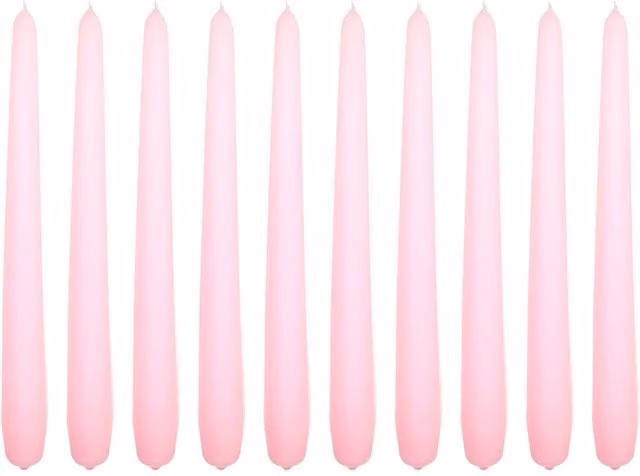 SolaDirect Unscented Tapered Wax Dinner Candles, Pack of 10, Height: 24 cm, Beige, Pink or Red