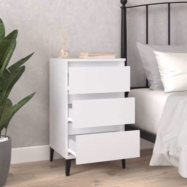 Berkfield Home Modern White Bedside Cabinet W/D/H: 40 x 35 x 70 cm