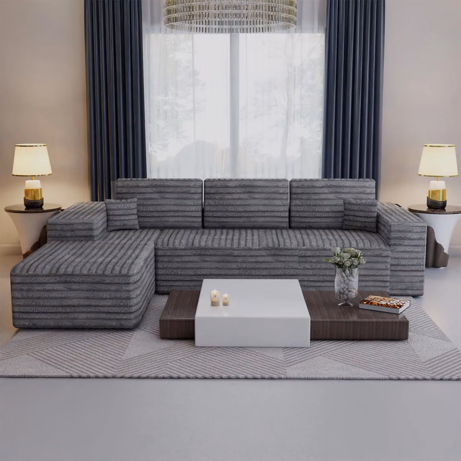 Sliding Wardrobes 4U Smart Left Corner Sofa in Grey – 4