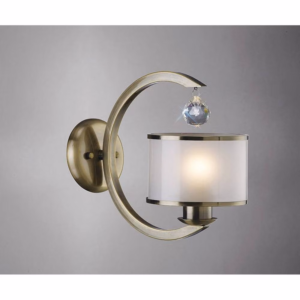 Netlighting Lincoln Wall Lamp E27 in Antique Brass and Bronze with Crystal and Glass – 2